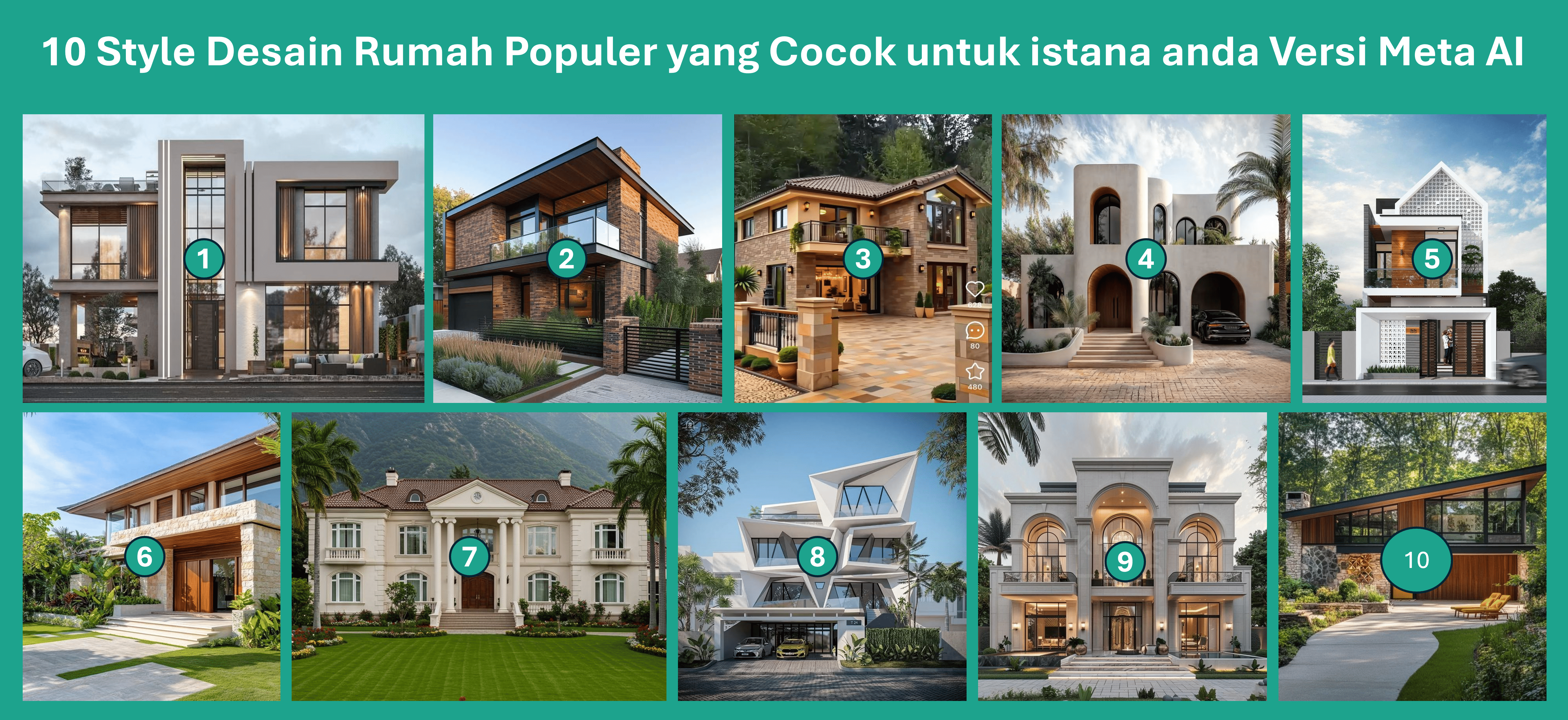 10 Style Desain Rumah Populer yang Cocok untuk istana anda Versi Meta AI
